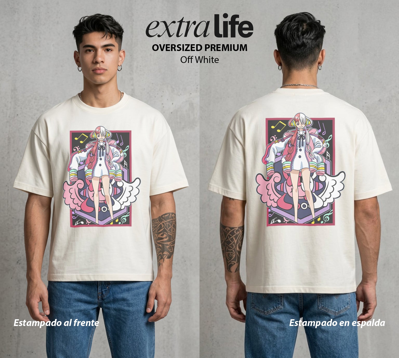 Mar de los Piratas | La Voz Pirata #03358 - Playera Oversized Premium | Off White - Foto en modelo