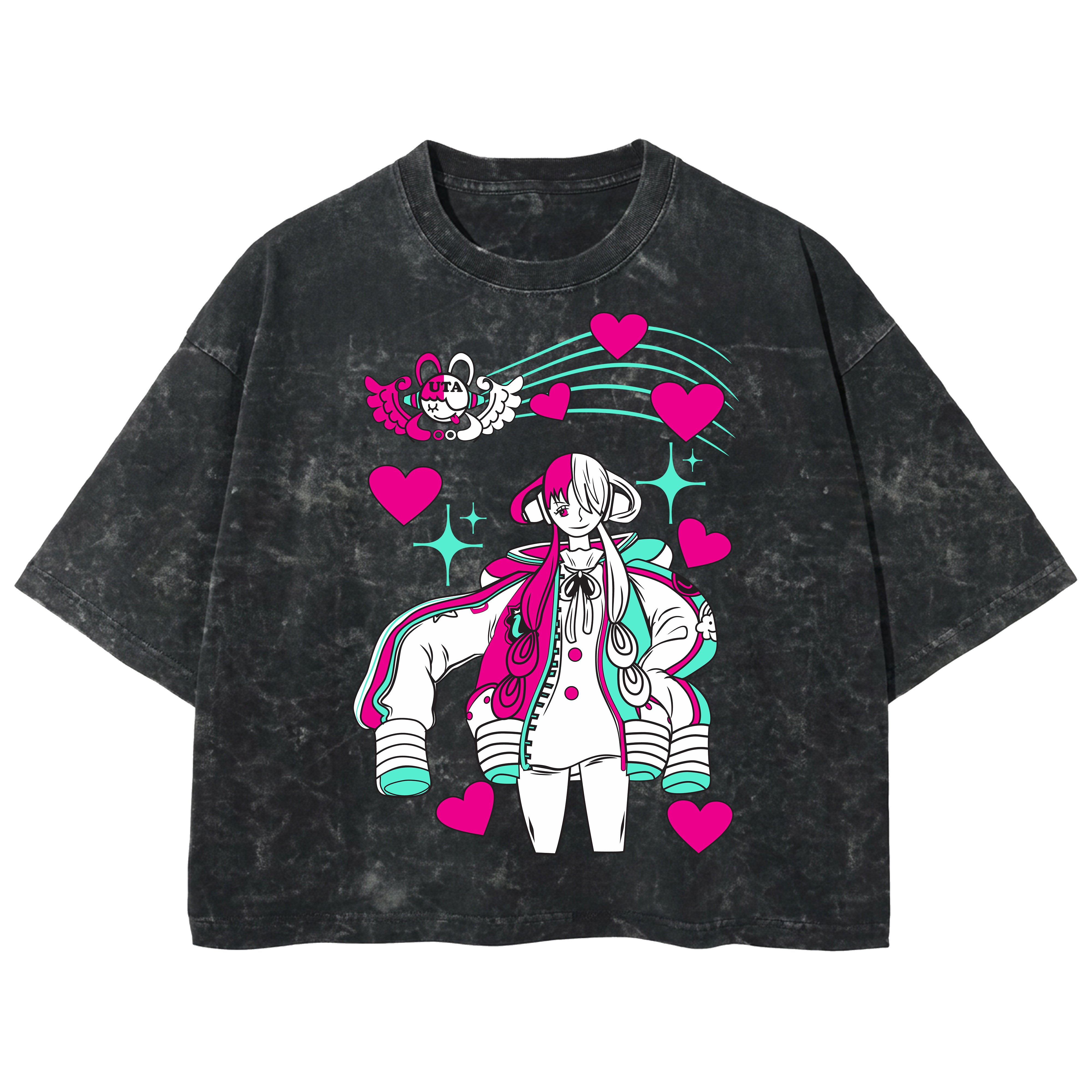 Playera streetwear premium de anime y gaming ExtraLife MX, corte boxy deluxe mineral wash heavyweight en color Acid Wash, moda urbana mexicana de culto.