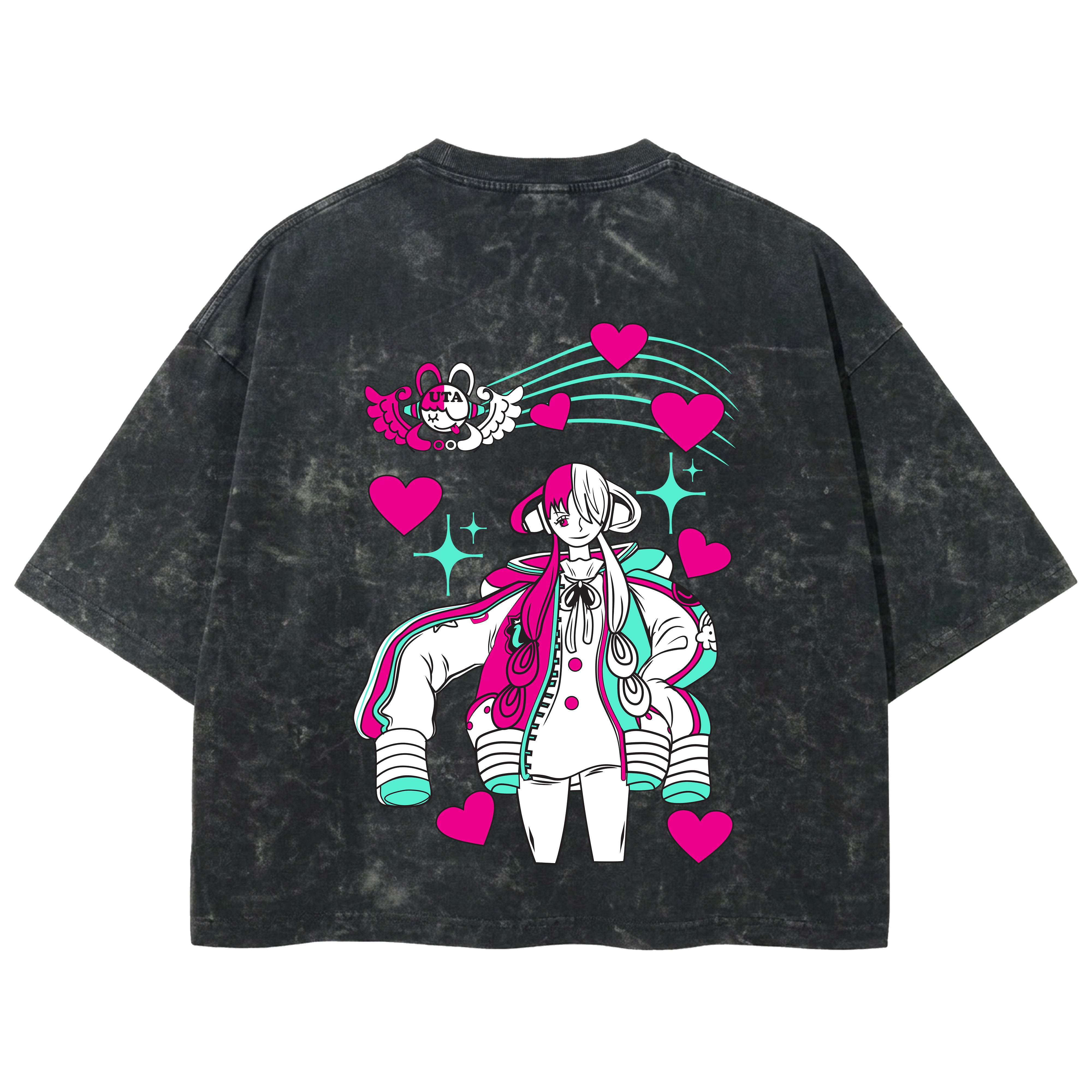 Playera streetwear premium de anime y gaming ExtraLife MX, corte boxy deluxe mineral wash heavyweight en color Acid Wash, moda urbana mexicana de culto.