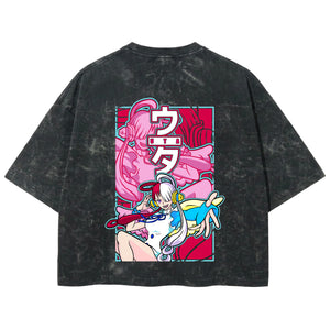 Playera streetwear premium de anime y gaming ExtraLife MX, corte boxy deluxe mineral wash heavyweight en color Acid Wash, moda urbana mexicana de culto.