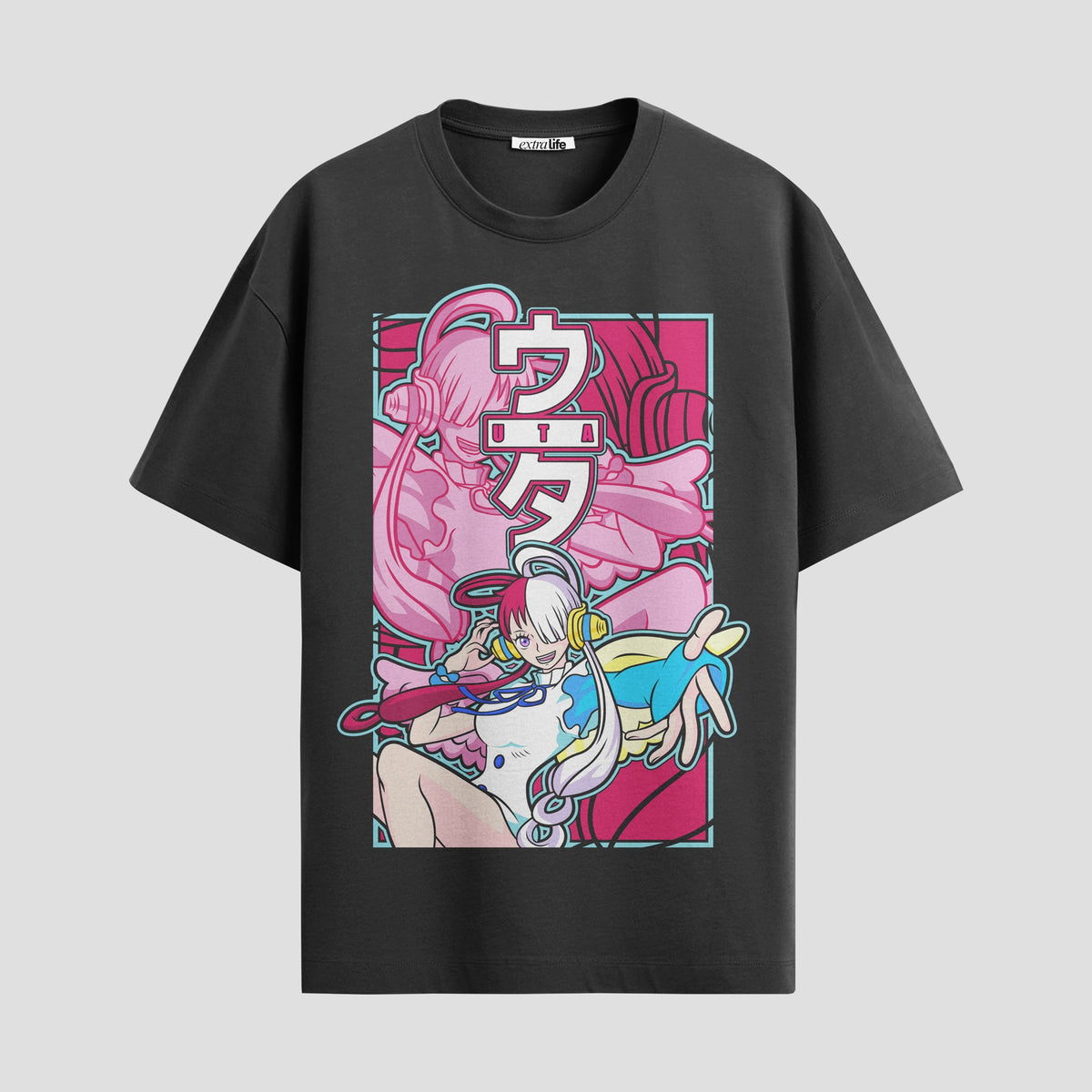 Playera urbana de anime y gaming ExtraLife MX, corte Classic Premium unisex ligero y transpirable en color Deep Black y Pure White, ropa de uso diario para gym y casual.