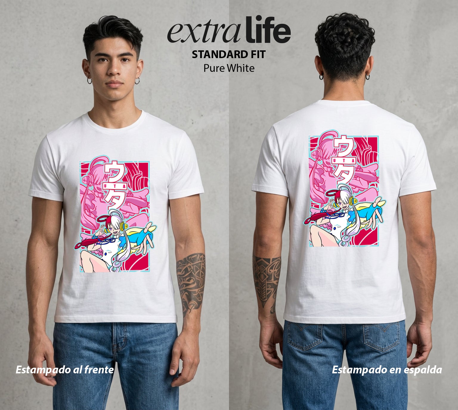 Mar de los Piratas | La Cancion del Mar #03360 - Playera Standard Fit | Pure White - Foto en modelo