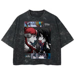 Playera streetwear premium de anime y gaming ExtraLife MX, corte boxy deluxe mineral wash heavyweight en color Acid Wash, moda urbana mexicana de culto.
