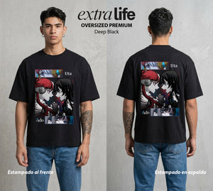 Mar de los Piratas | La Cantante del Mar #03361 - Playera Oversized Premium | Deep Black - Foto en modelo
