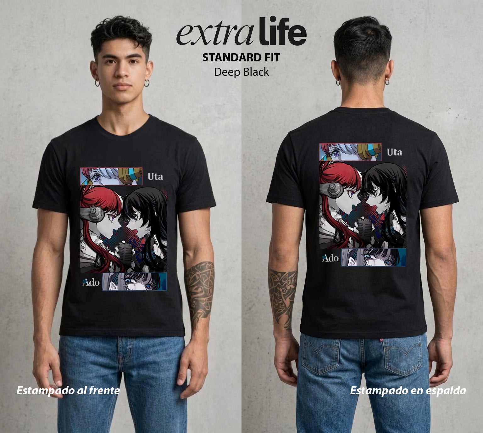 Mar de los Piratas | La Cantante del Mar #03361 - Playera Standard Fit | Deep Black - Foto en modelo