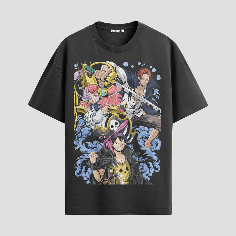 Playera urbana de anime y gaming ExtraLife MX, corte Standard Fit unisex ligero y transpirable en color Deep Black y Pure White, ropa de uso diario para gym y casual.