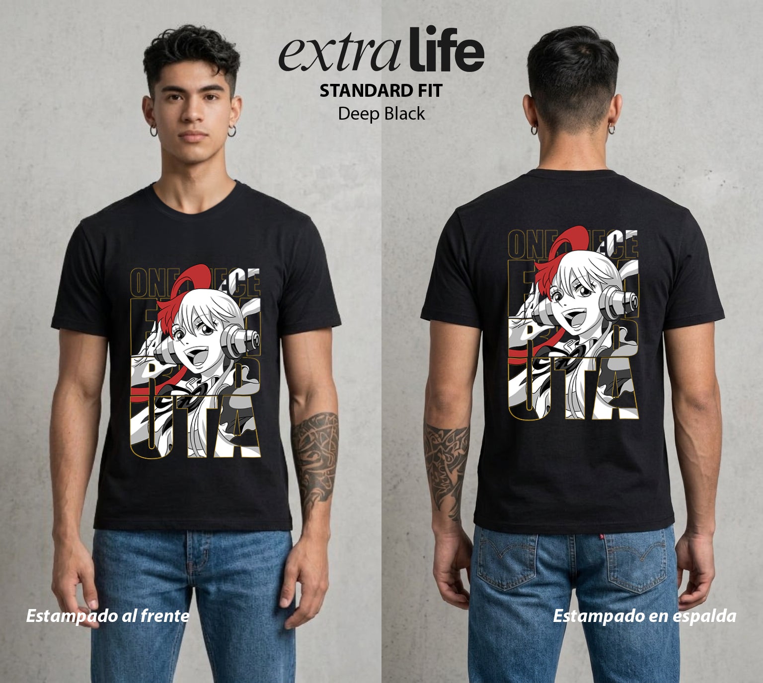 Mar de los Piratas | La Cantante del Mar #03364 - Playera Standard Fit | Deep Black - Foto en modelo