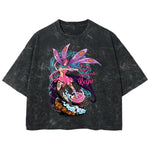 Playera streetwear premium de anime y gaming ExtraLife MX, corte boxy deluxe mineral wash heavyweight en color Acid Wash, moda urbana mexicana de culto.