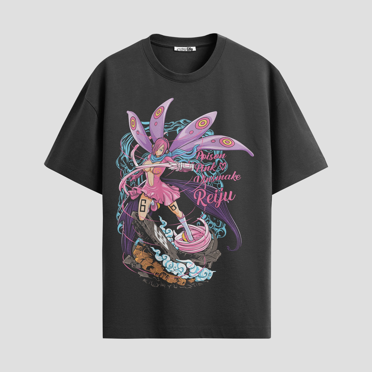 Playera urbana de anime y gaming ExtraLife MX, corte Classic Premium unisex ligero y transpirable en color Deep Black y Pure White, ropa de uso diario para gym y casual.