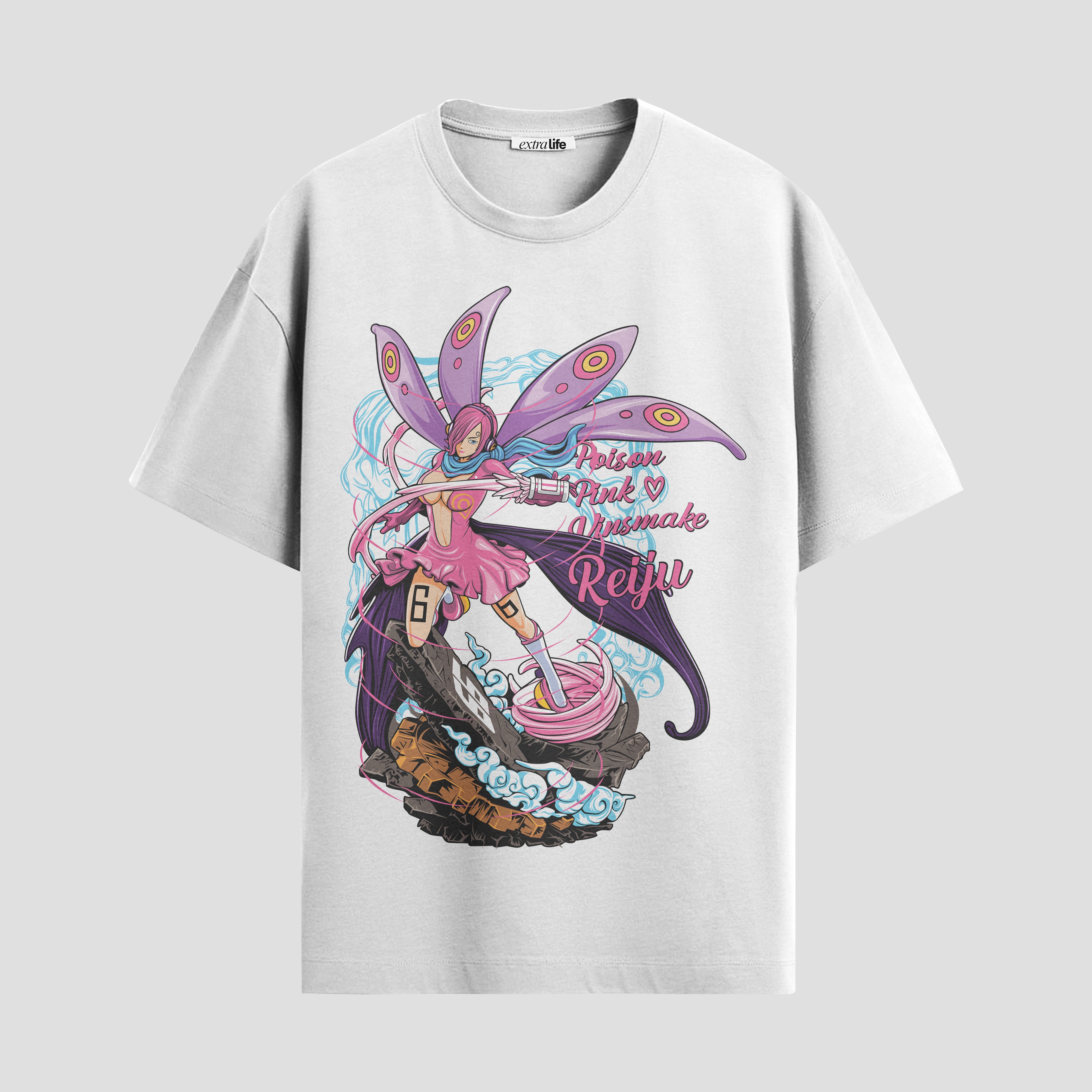 Playera urbana de anime y gaming ExtraLife MX, corte Standard Fit unisex ligero y transpirable en color Deep Black y Pure White, ropa de uso diario para gym y casual.