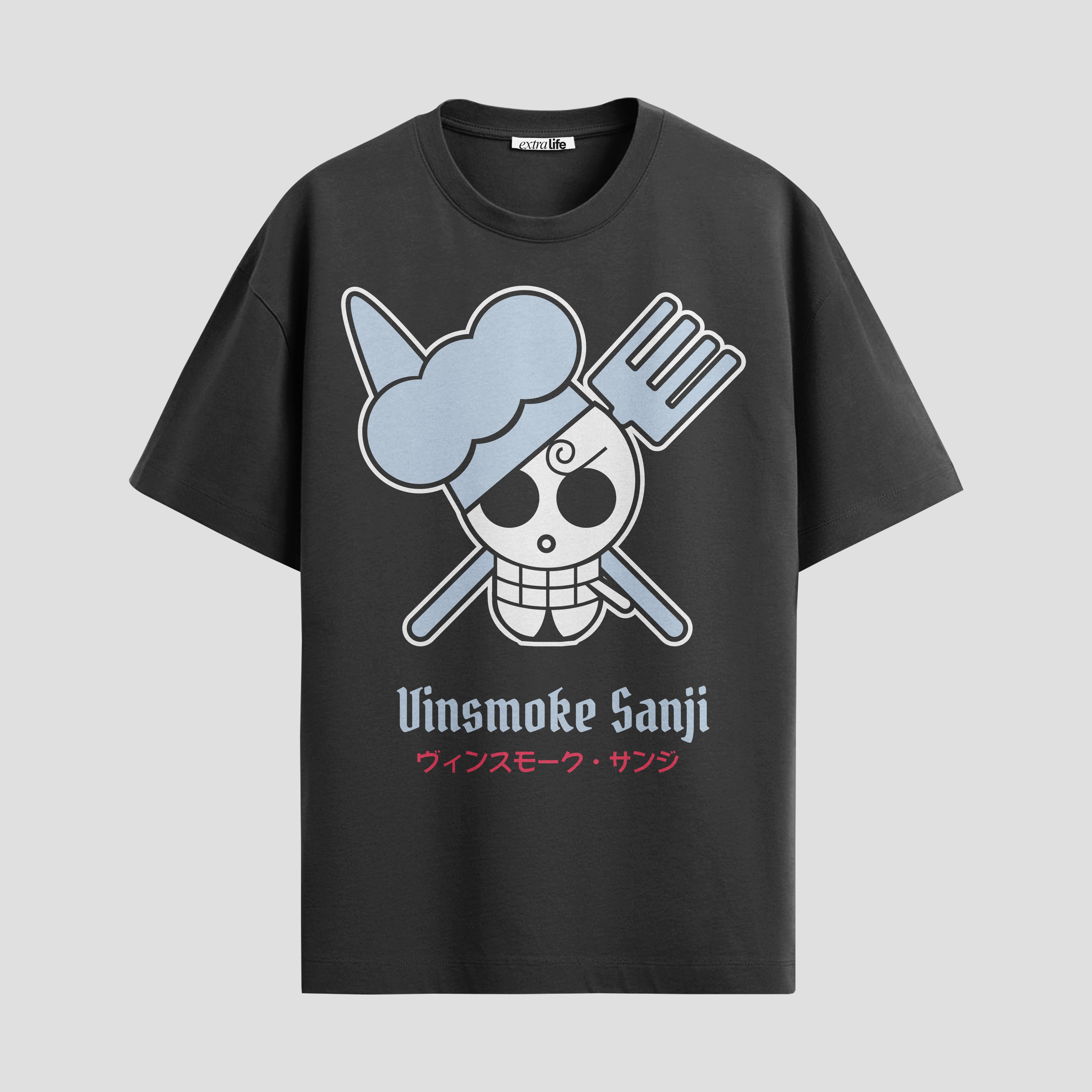 Playera urbana de anime y gaming ExtraLife MX, corte Standard Fit unisex ligero y transpirable en color Deep Black y Pure White, ropa de uso diario para gym y casual.