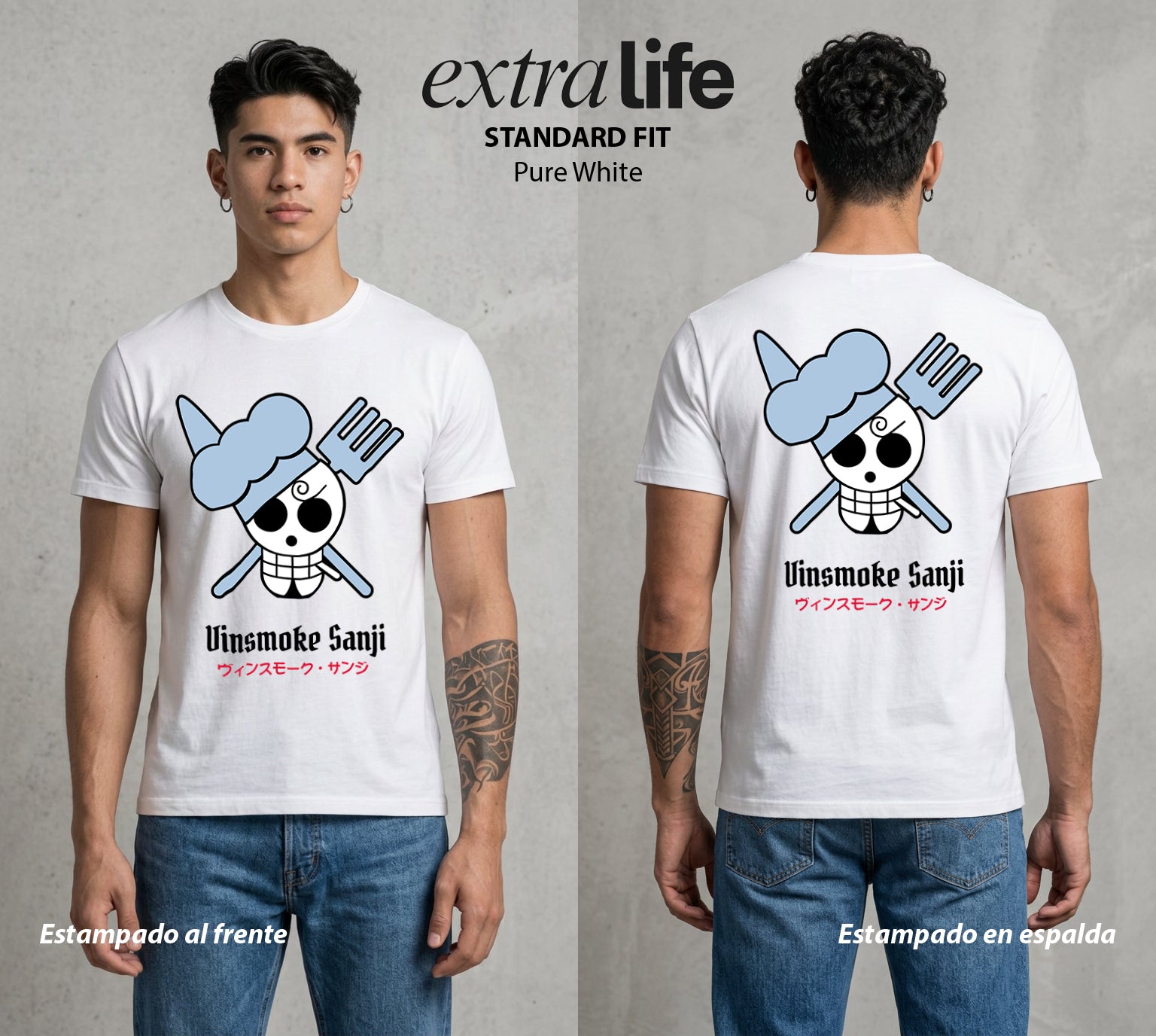Mar de los Piratas | El Chef del Barco con Bandera #03367 - Playera Standard Fit | Pure White - Foto en modelo