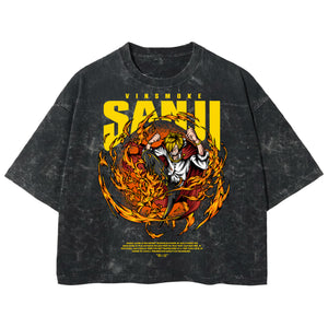 Playera streetwear premium de anime y gaming ExtraLife MX, corte boxy deluxe mineral wash heavyweight en color Acid Wash, moda urbana mexicana de culto.