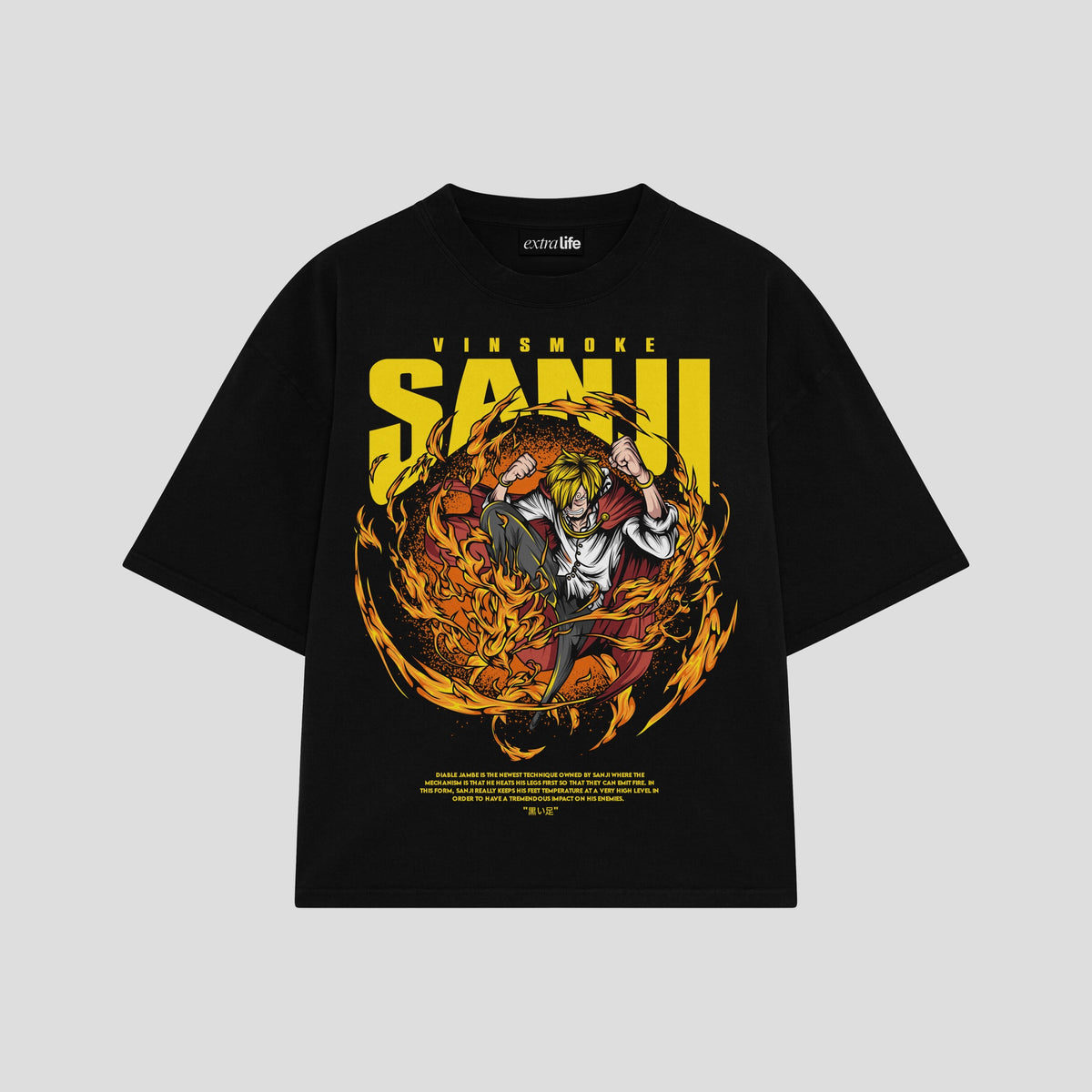 Playera streetwear premium de anime y gaming ExtraLife MX, corte oversized drop shoulder ligero y fresco en color Deep Black y Off-White, moda urbana mexicana de culto.