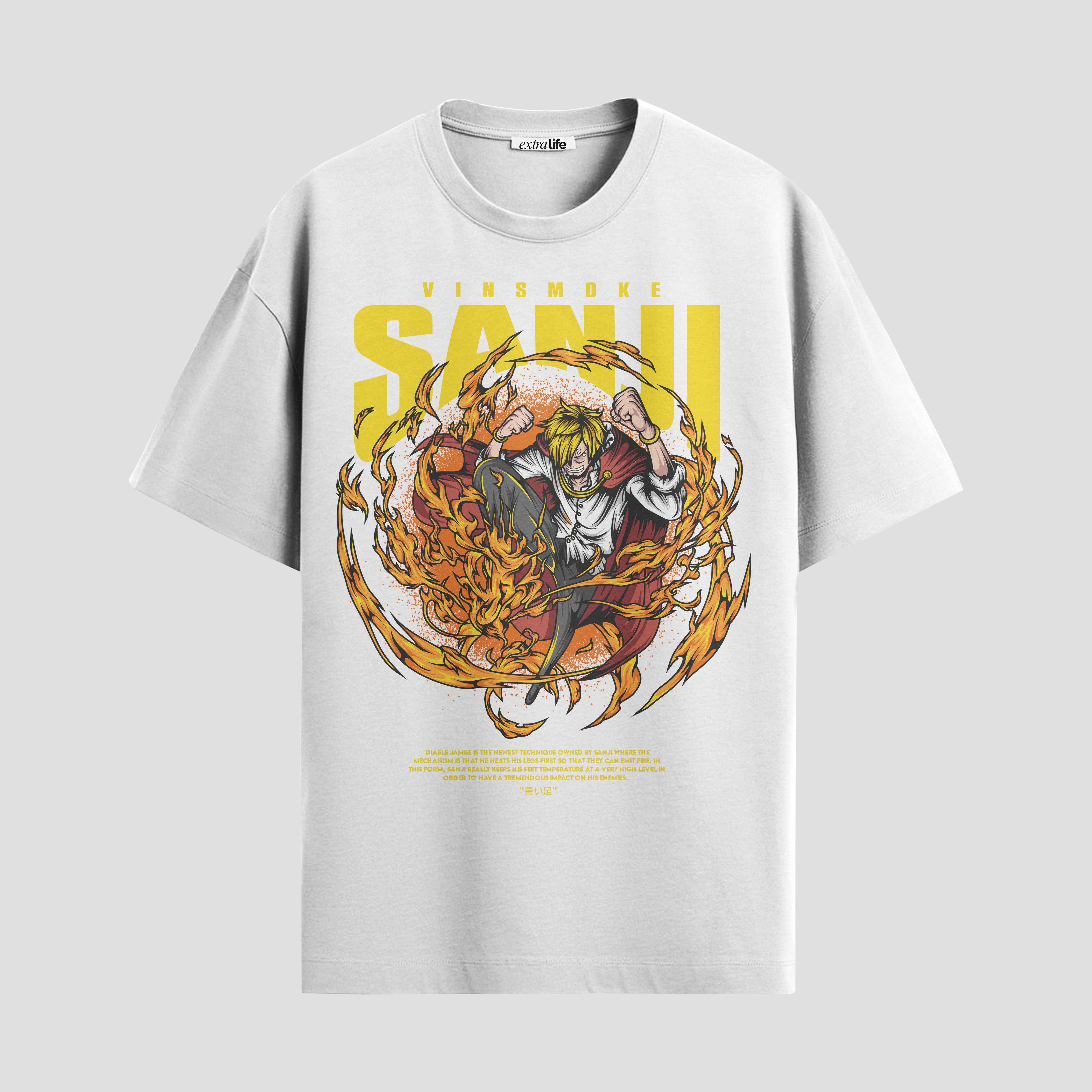 Playera urbana de anime y gaming ExtraLife MX, corte Standard Fit unisex ligero y transpirable en color Deep Black y Pure White, ropa de uso diario para gym y casual.