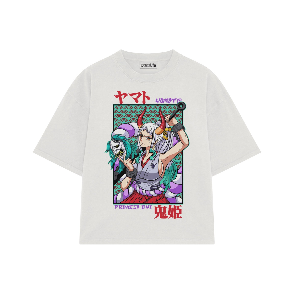 Playera streetwear premium de anime y gaming ExtraLife MX, corte oversized drop shoulder ligero y fresco en color Deep Black y Off-White, moda urbana mexicana de culto.
