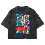 Playera streetwear premium de anime y gaming ExtraLife MX, corte boxy deluxe mineral wash heavyweight en color Acid Wash, moda urbana mexicana de culto.