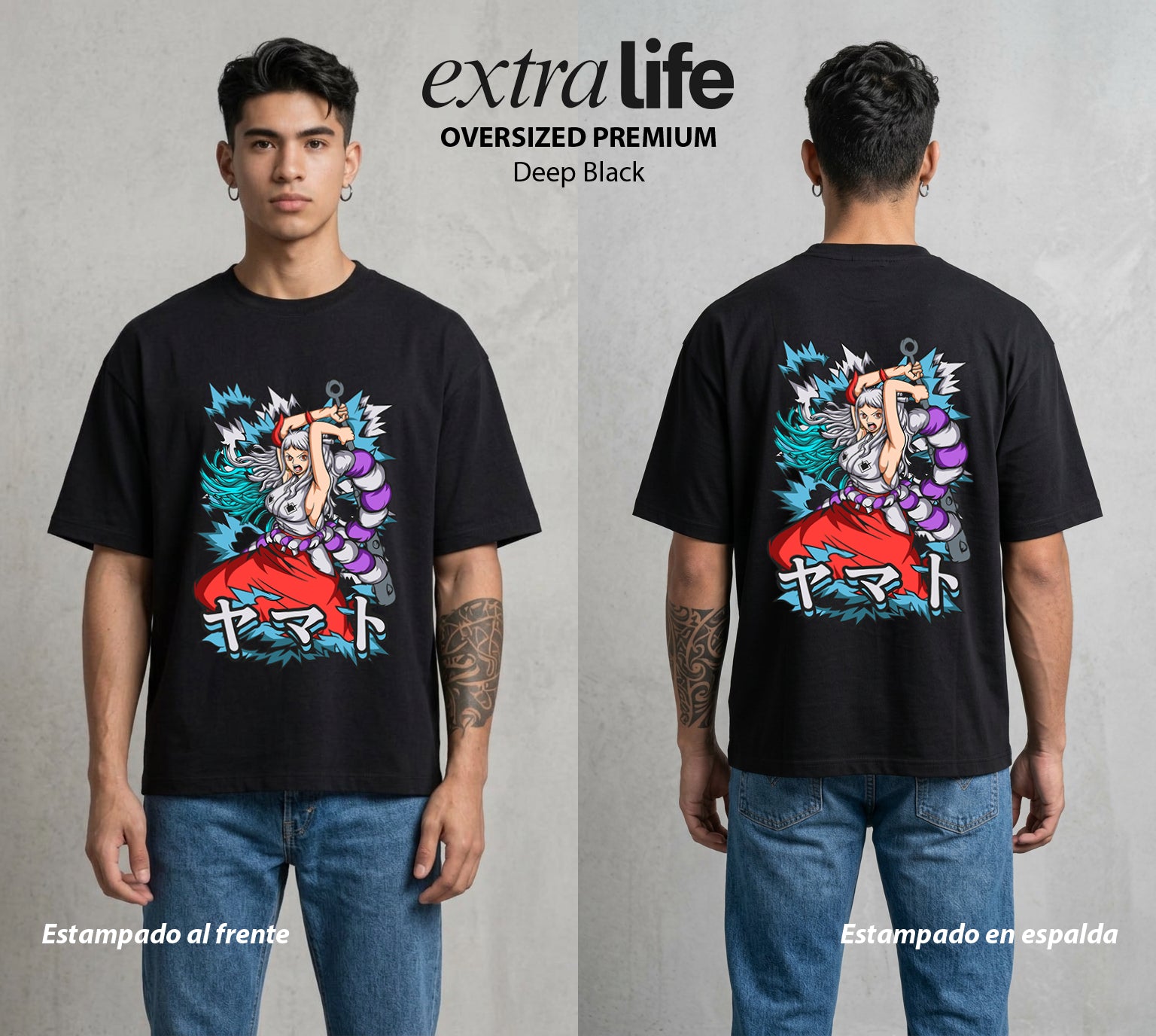Mar de los Piratas | El Oni de la Libertad #03371 - Playera Oversized Premium | Deep Black - Foto en modelo