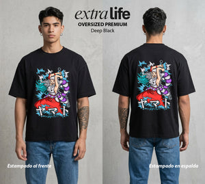 Mar de los Piratas | El Oni de la Libertad #03371 - Playera Oversized Premium | Deep Black - Foto en modelo