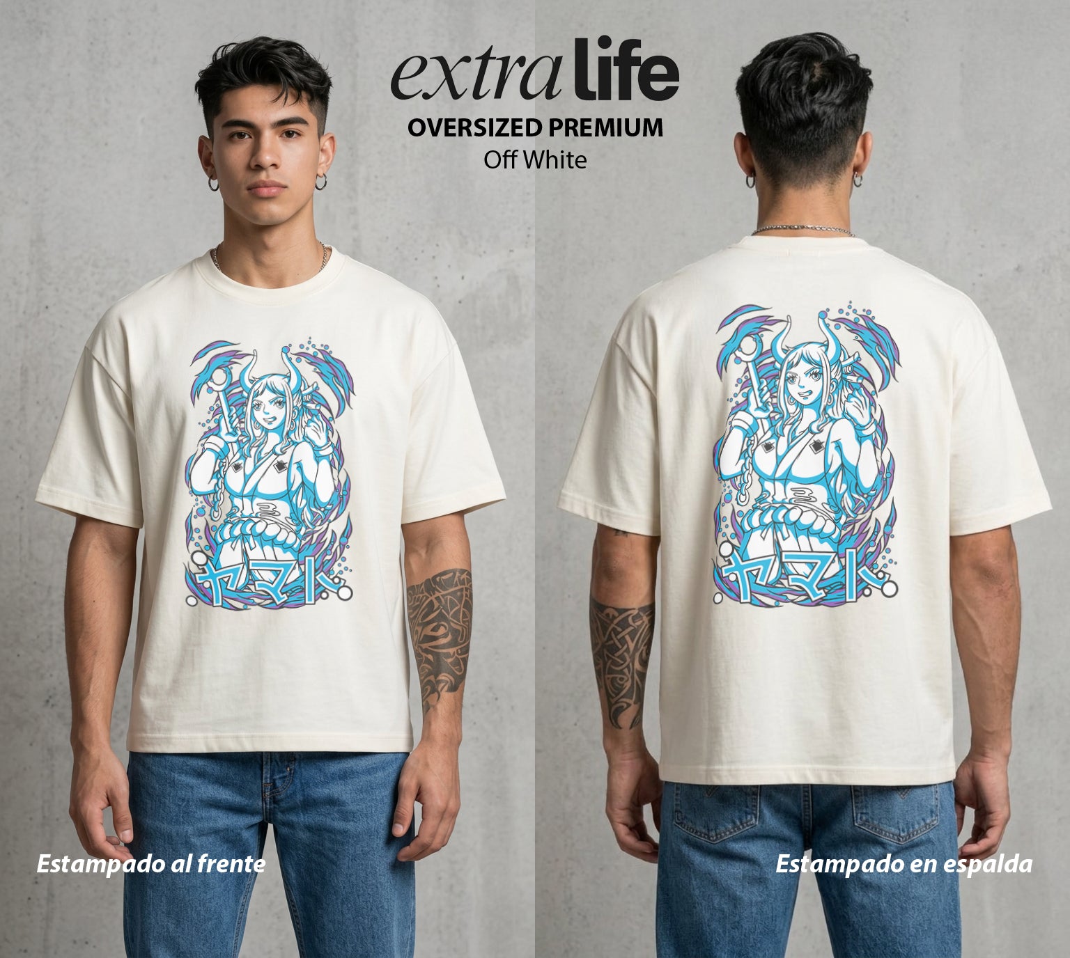 Mar de los Piratas | La Guerrera del Frio #03373 - Playera Oversized Premium | Off White - Foto en modelo