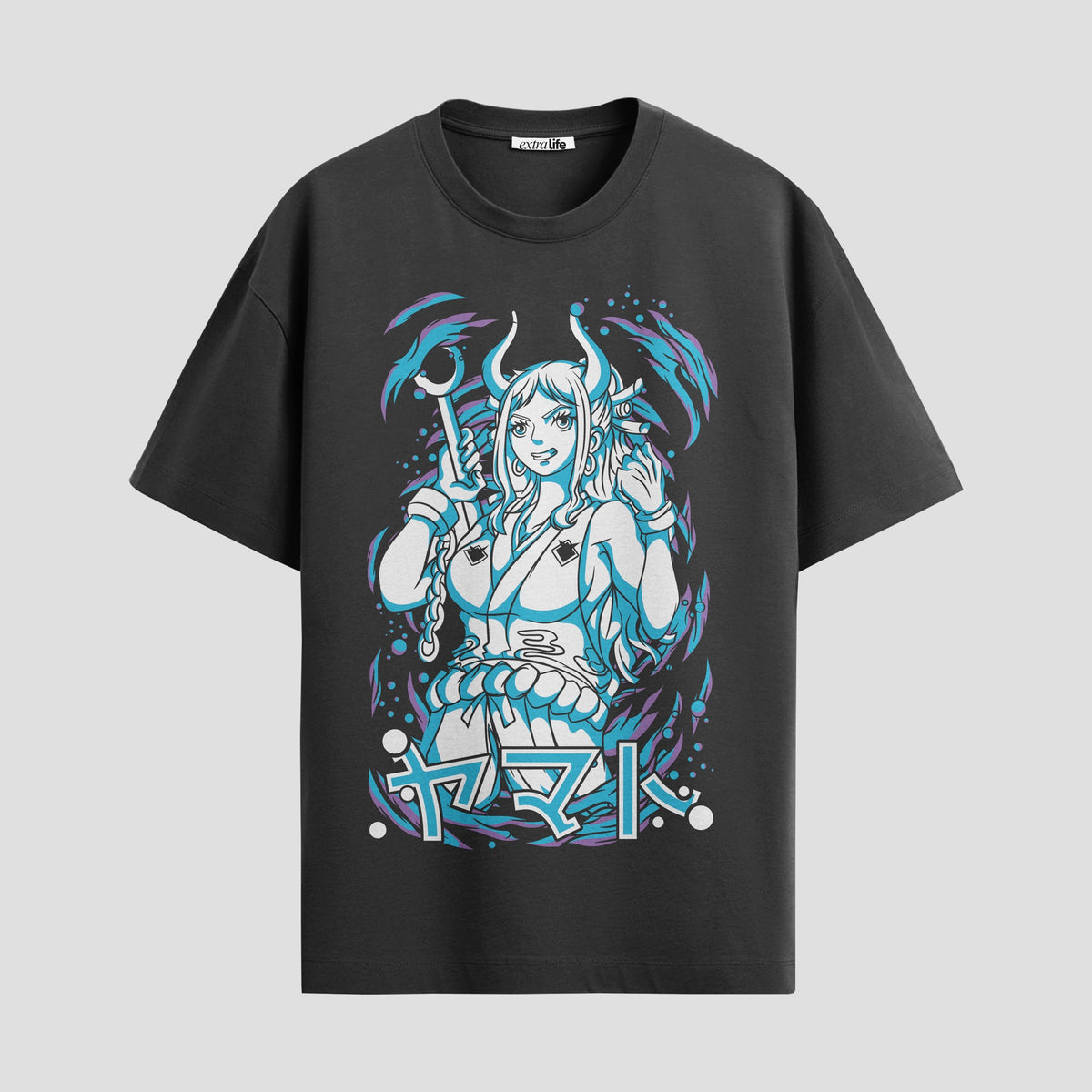 Playera urbana de anime y gaming ExtraLife MX, corte Classic Premium unisex ligero y transpirable en color Deep Black y Pure White, ropa de uso diario para gym y casual.