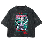 Playera streetwear premium de anime y gaming ExtraLife MX, corte boxy deluxe mineral wash heavyweight en color Acid Wash, moda urbana mexicana de culto.