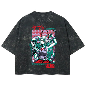 Playera streetwear premium de anime y gaming ExtraLife MX, corte boxy deluxe mineral wash heavyweight en color Acid Wash, moda urbana mexicana de culto.