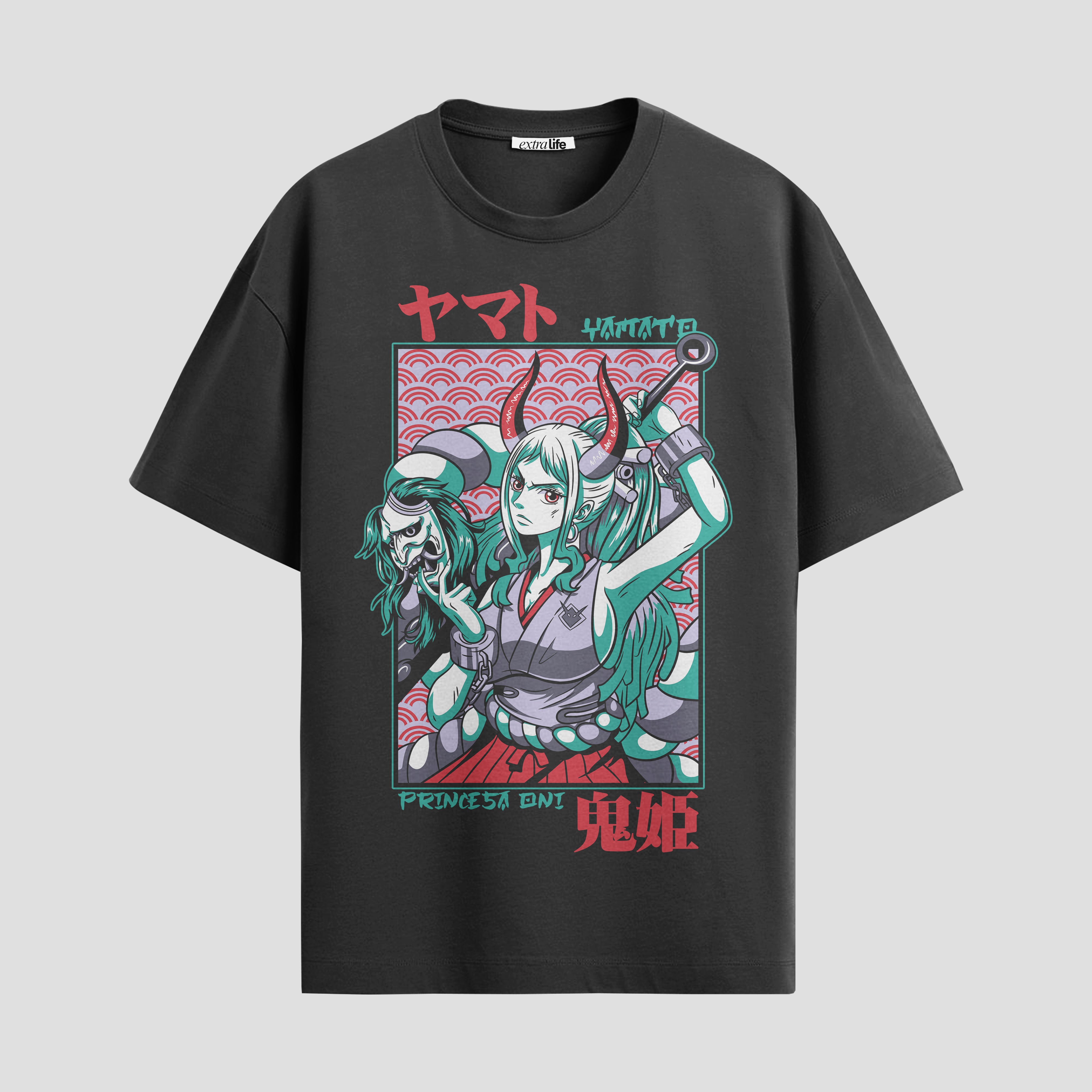 Playera urbana de anime y gaming ExtraLife MX, corte Standard Fit unisex ligero y transpirable en color Deep Black y Pure White, ropa de uso diario para gym y casual.