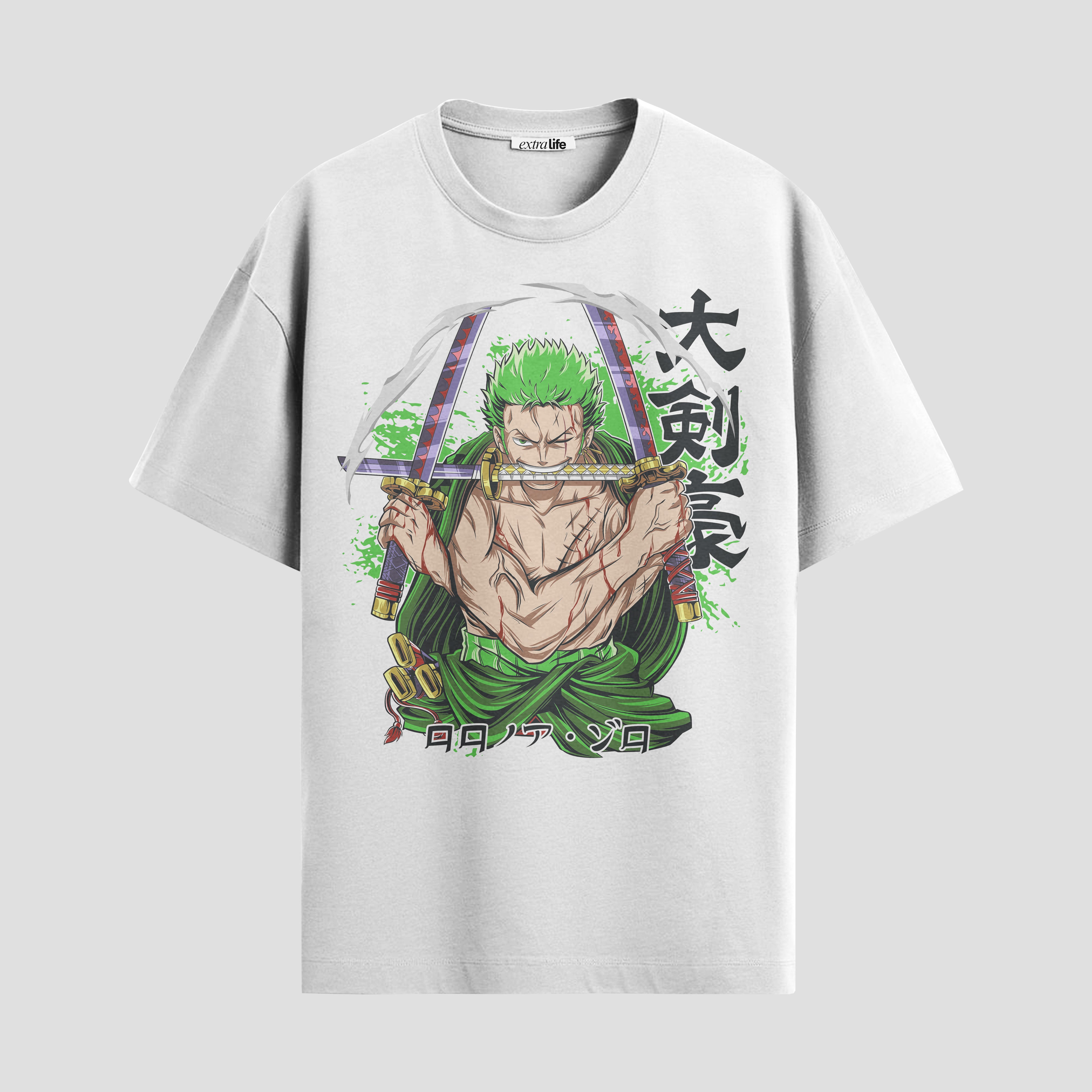 Playera urbana de anime y gaming ExtraLife MX, corte Standard Fit unisex ligero y transpirable en color Deep Black y Pure White, ropa de uso diario para gym y casual.