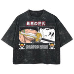 Playera streetwear premium de anime y gaming ExtraLife MX, corte boxy deluxe mineral wash heavyweight en color Acid Wash, moda urbana mexicana de culto.