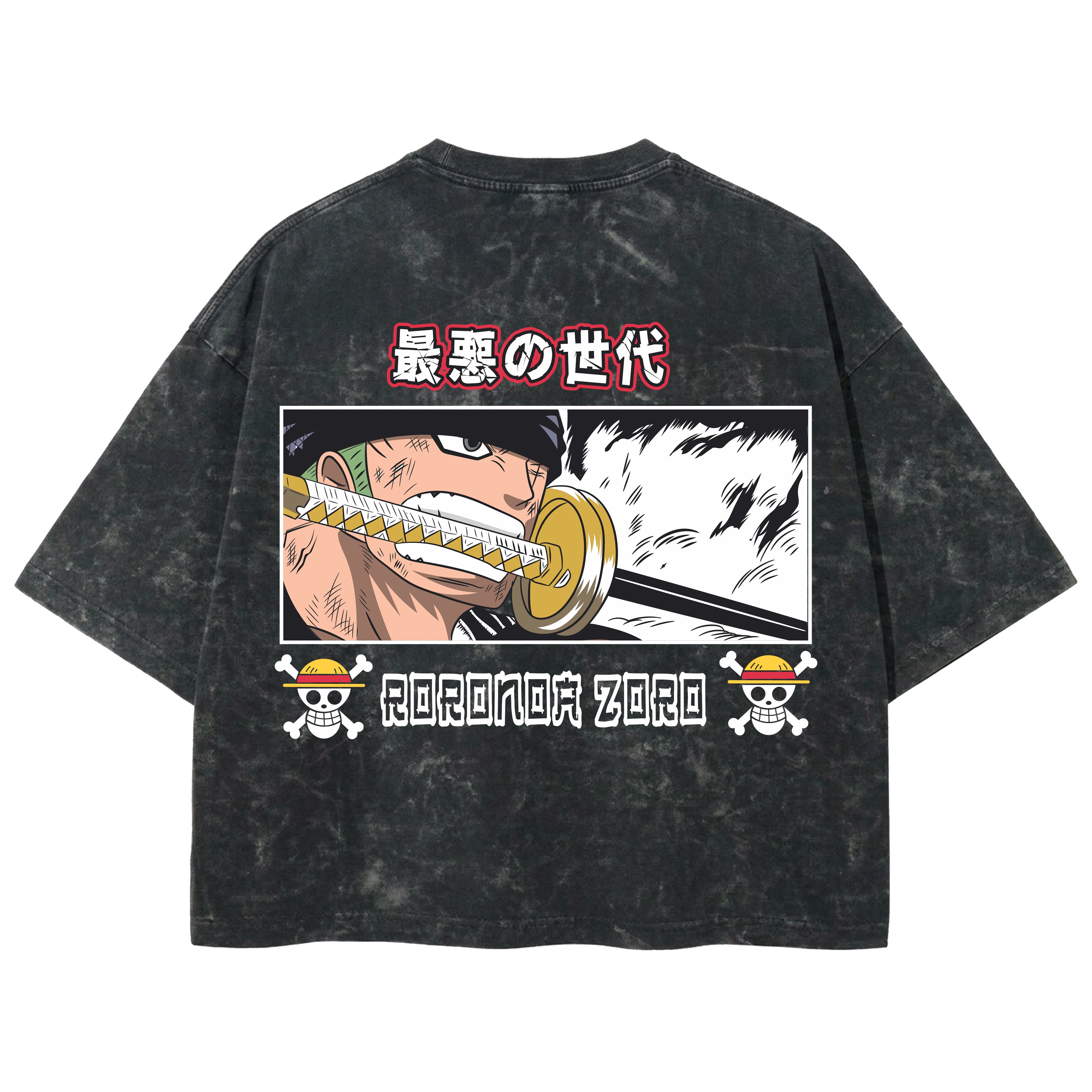 Playera streetwear premium de anime y gaming ExtraLife MX, corte boxy deluxe mineral wash heavyweight en color Acid Wash, moda urbana mexicana de culto.