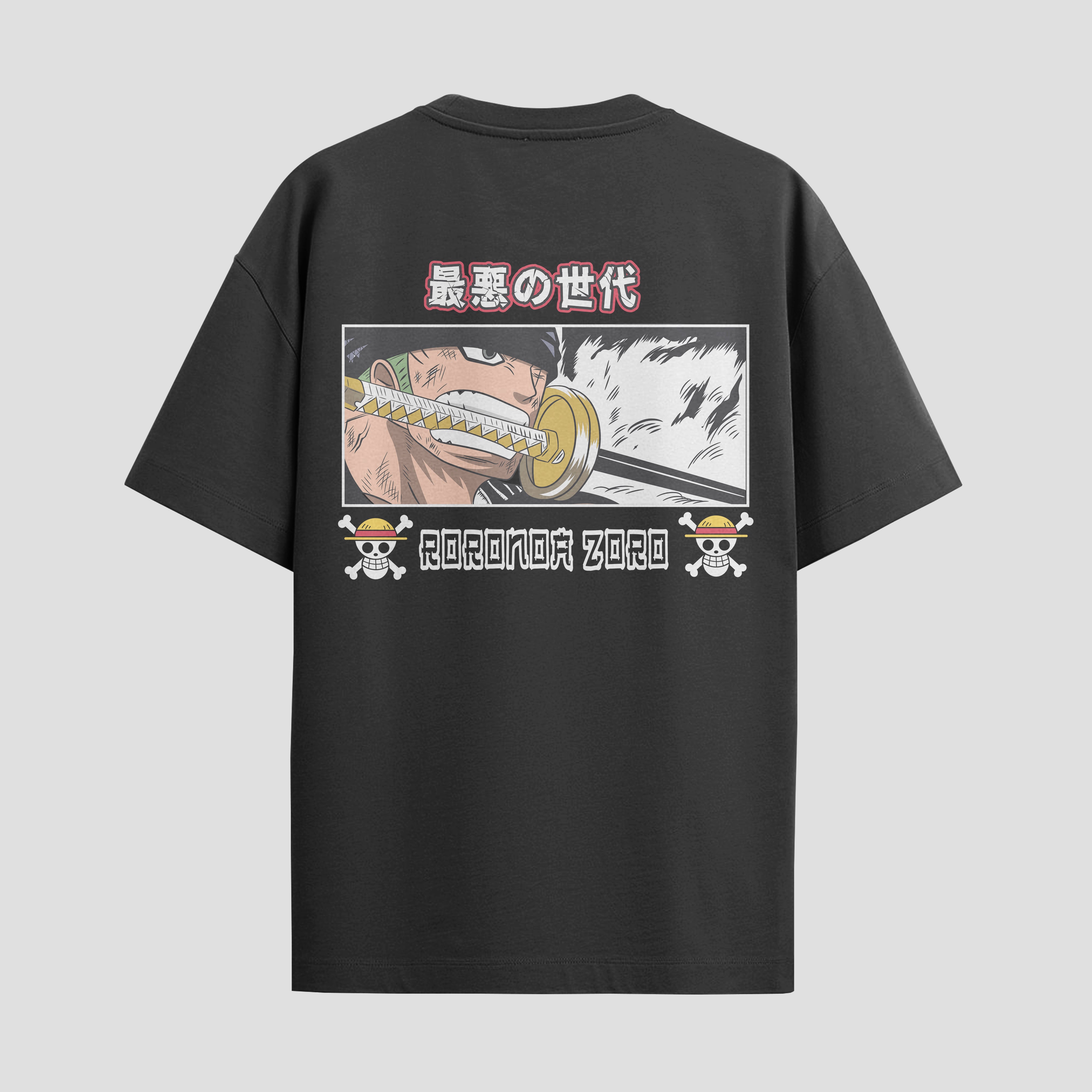 Playera urbana de anime y gaming ExtraLife MX, corte Standard Fit unisex ligero y transpirable en color Deep Black y Pure White, ropa de uso diario para gym y casual.