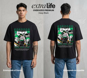 Mar de los Piratas | El Espada del Capitan #03380 - Playera Oversized Premium | Deep Black - Foto en modelo