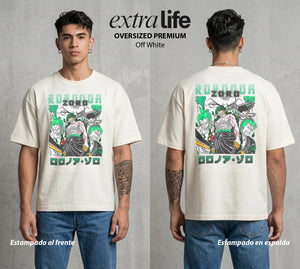 Mar de los Piratas | El Espada del Capitan #03380 - Playera Oversized Premium | Off White - Foto en modelo