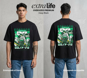 Mar de los Piratas | Espada sin Derrota #03382 - Playera Oversized Premium | Deep Black - Foto en modelo