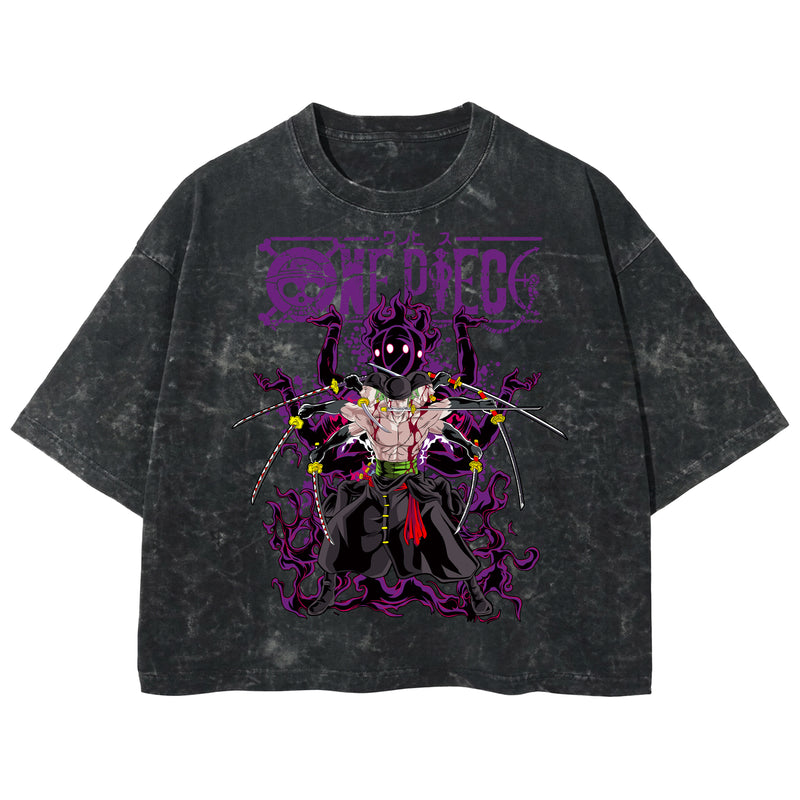 Playera streetwear premium de anime y gaming ExtraLife MX, corte boxy deluxe mineral wash heavyweight en color Acid Wash, moda urbana mexicana de culto.