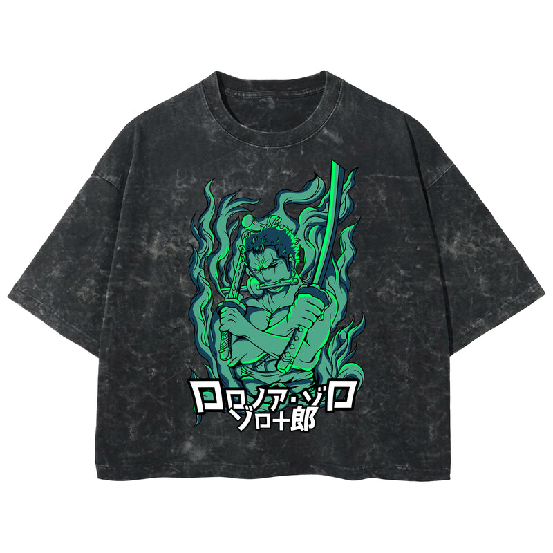 Playera streetwear premium de anime y gaming ExtraLife MX, corte boxy deluxe mineral wash heavyweight en color Acid Wash, moda urbana mexicana de culto.