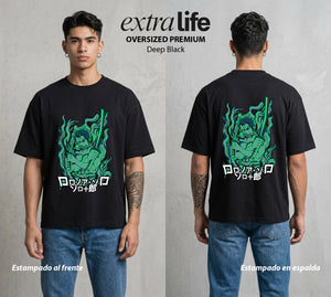 Mar de los Piratas | El Primer Espada #03384 - Playera Oversized Premium | Deep Black - Foto en modelo