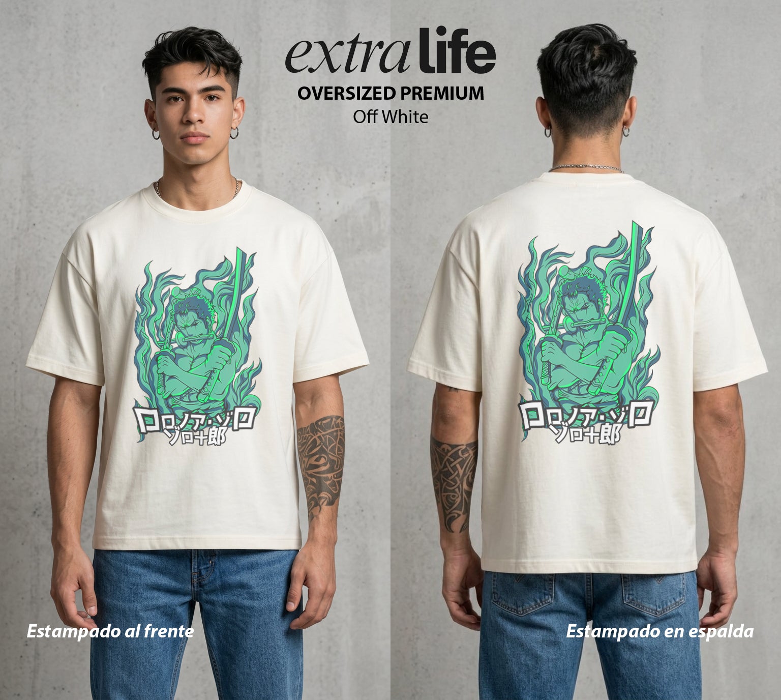 Mar de los Piratas | El Primer Espada #03384 - Playera Oversized Premium | Off White - Foto en modelo