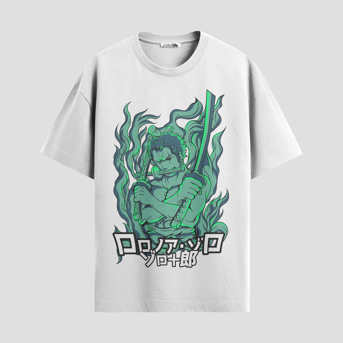 Playera urbana de anime y gaming ExtraLife MX, corte Classic Premium unisex ligero y transpirable en color Deep Black y Pure White, ropa de uso diario para gym y casual.