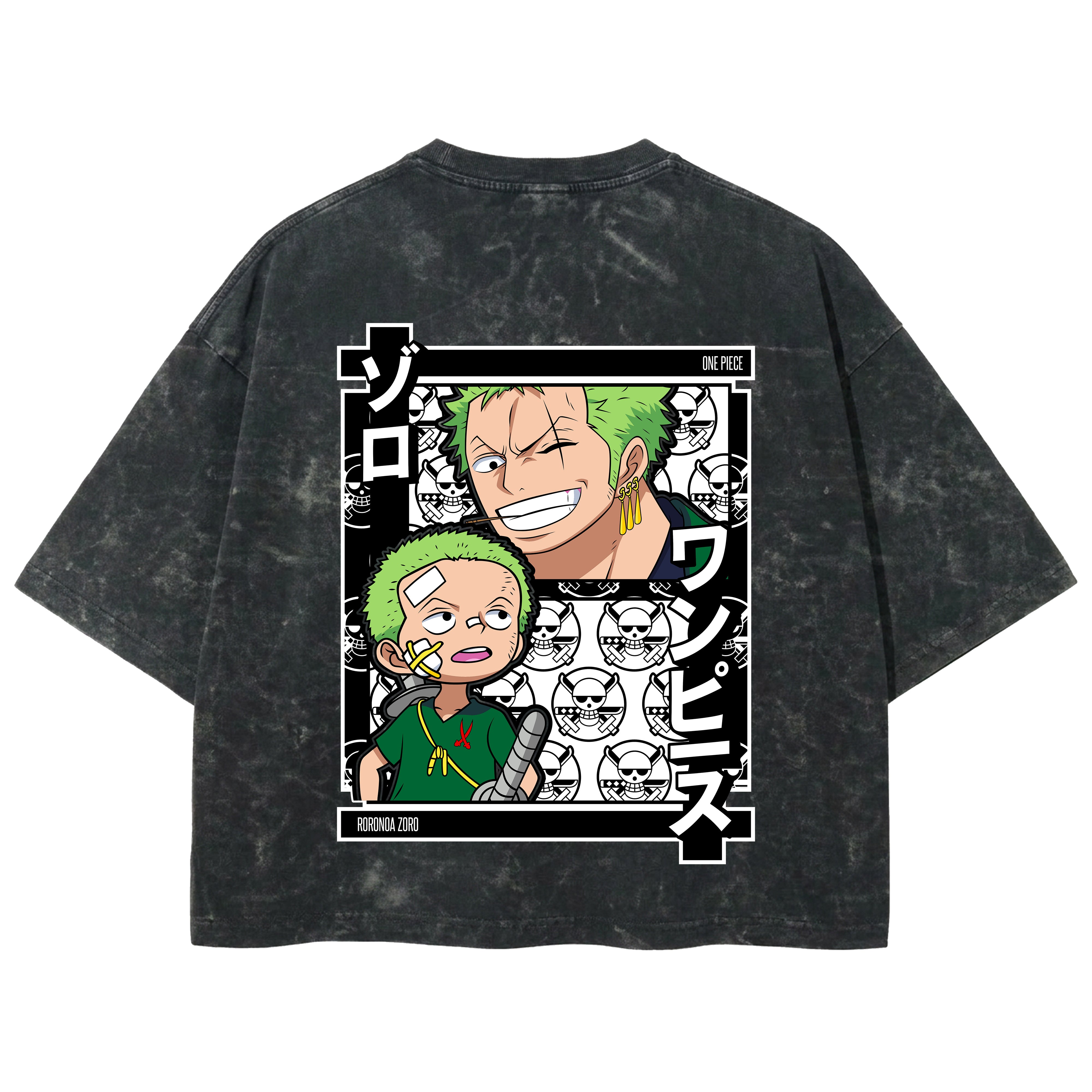 Playera streetwear premium de anime y gaming ExtraLife MX, corte boxy deluxe mineral wash heavyweight en color Acid Wash, moda urbana mexicana de culto.
