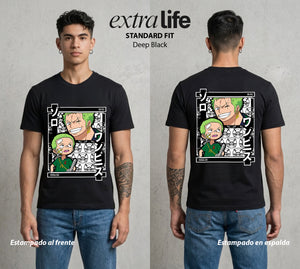 Mar de los Piratas | Cazador de Espadas #03385 - Playera Standard Fit | Deep Black - Foto en modelo