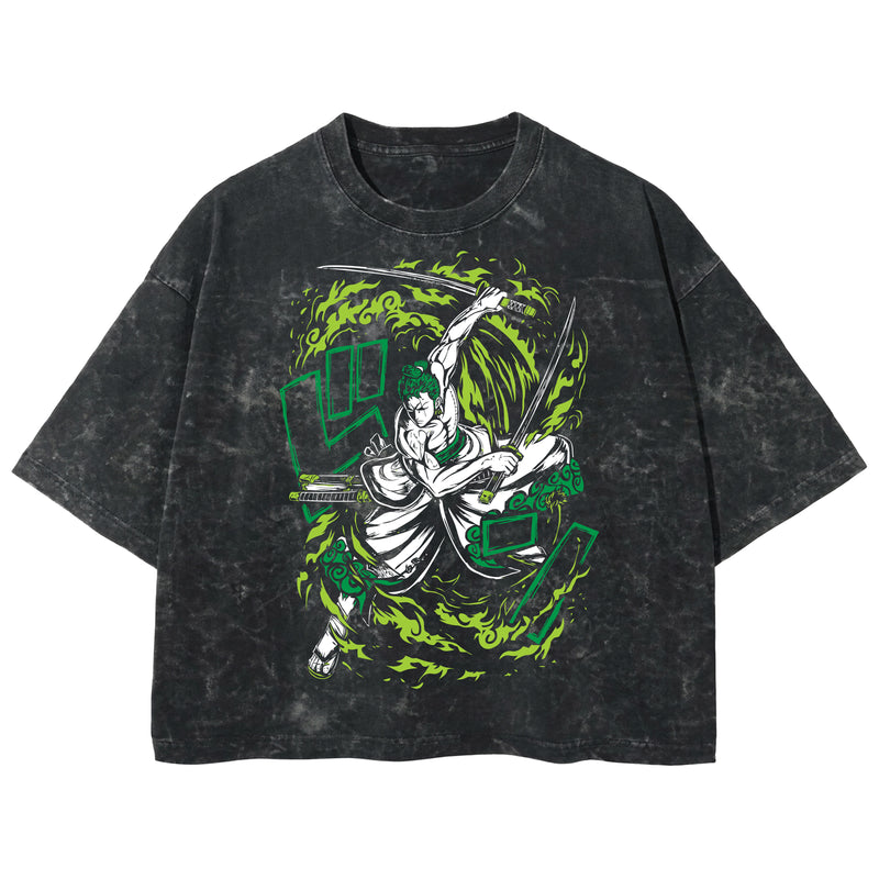 Playera streetwear premium de anime y gaming ExtraLife MX, corte boxy deluxe mineral wash heavyweight en color Acid Wash, moda urbana mexicana de culto.