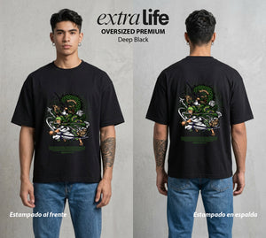 Mar de los Piratas | Ambicion de Espadachin #03388 - Playera Oversized Premium | Deep Black - Foto en modelo