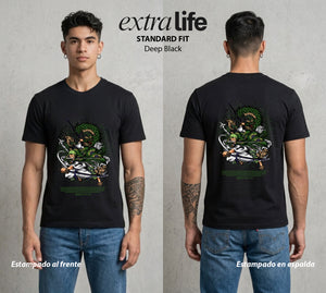 Mar de los Piratas | Ambicion de Espadachin #03388 - Playera Standard Fit | Deep Black - Foto en modelo