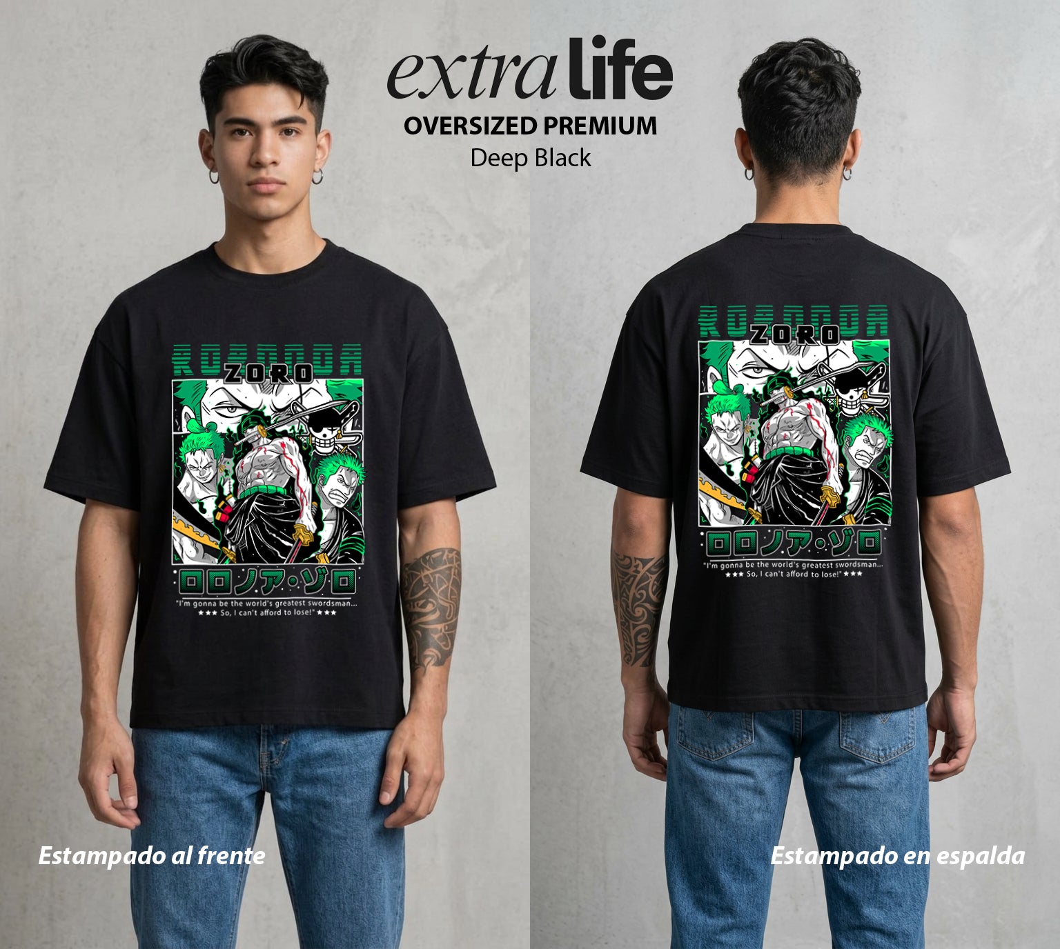 Mar de los Piratas | Espada sin Derrota #03389 - Playera Oversized Premium | Deep Black - Foto en modelo