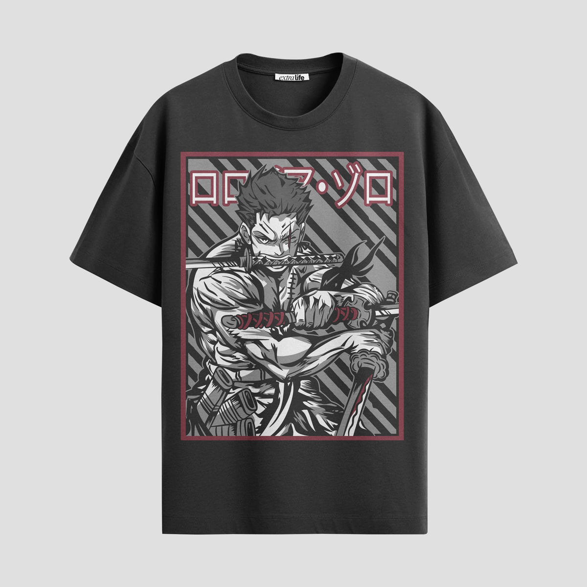 Playera urbana de anime y gaming ExtraLife MX, corte Classic Premium unisex ligero y transpirable en color Deep Black y Pure White, ropa de uso diario para gym y casual.