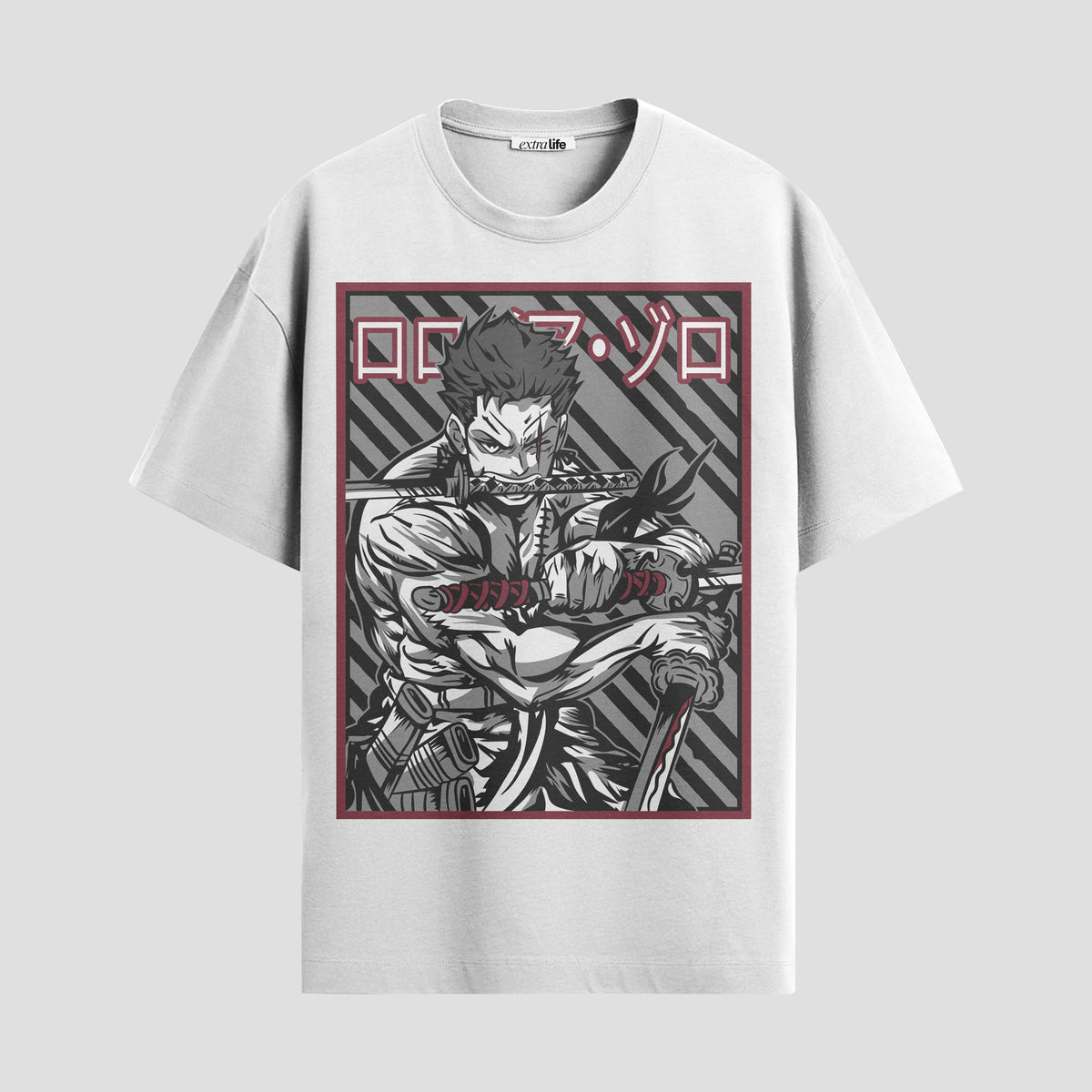 Playera urbana de anime y gaming ExtraLife MX, corte Classic Premium unisex ligero y transpirable en color Deep Black y Pure White, ropa de uso diario para gym y casual.