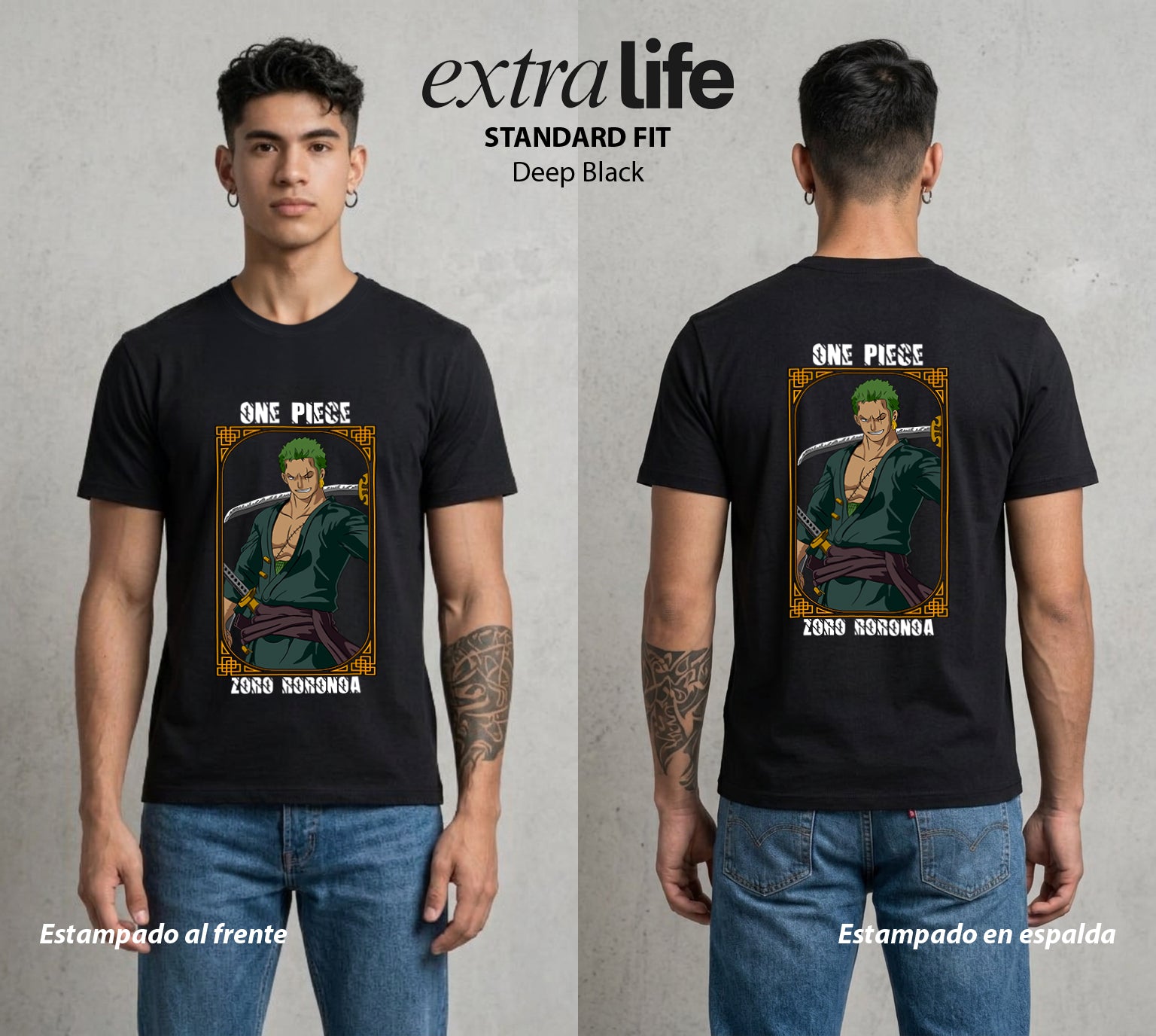 Mar de los Piratas | El Primer Espada #03392 - Playera Standard Fit | Deep Black - Foto en modelo