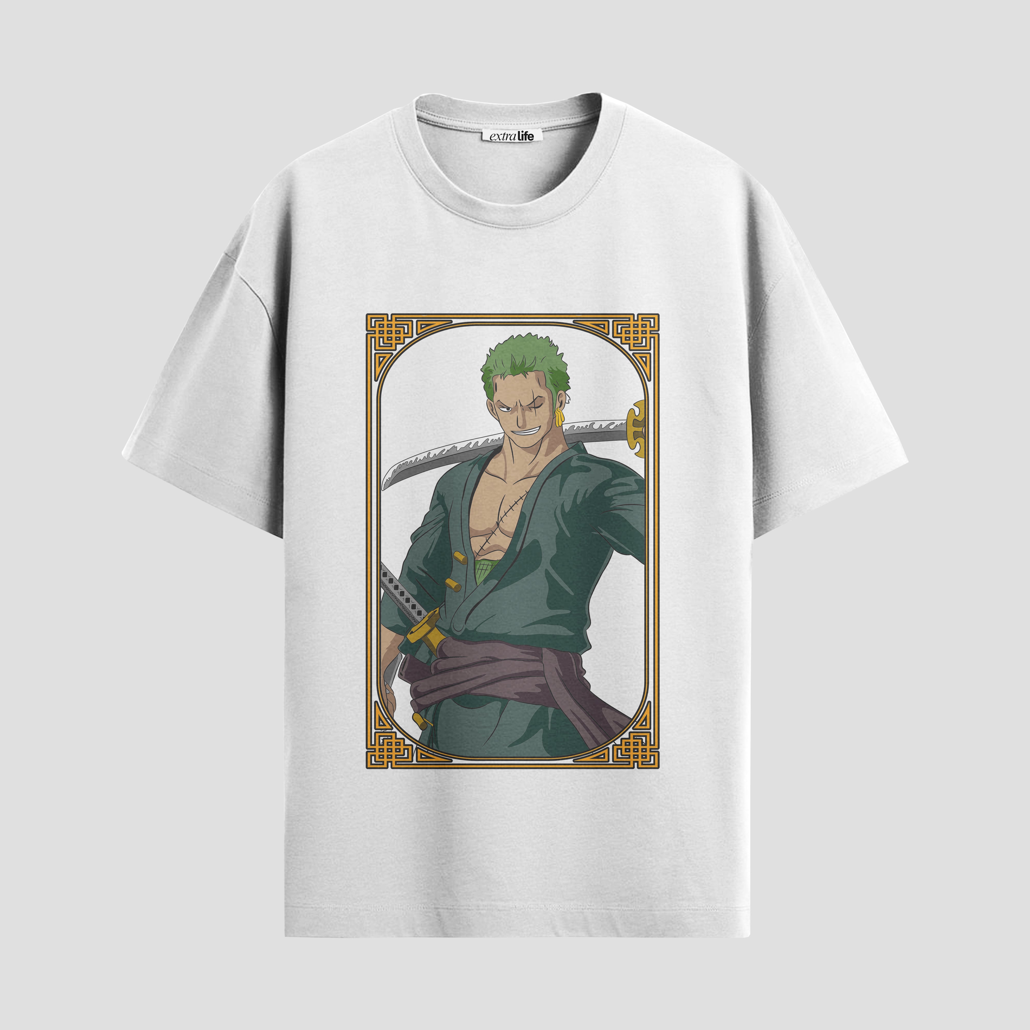 Playera urbana de anime y gaming ExtraLife MX, corte Standard Fit unisex ligero y transpirable en color Deep Black y Pure White, ropa de uso diario para gym y casual.